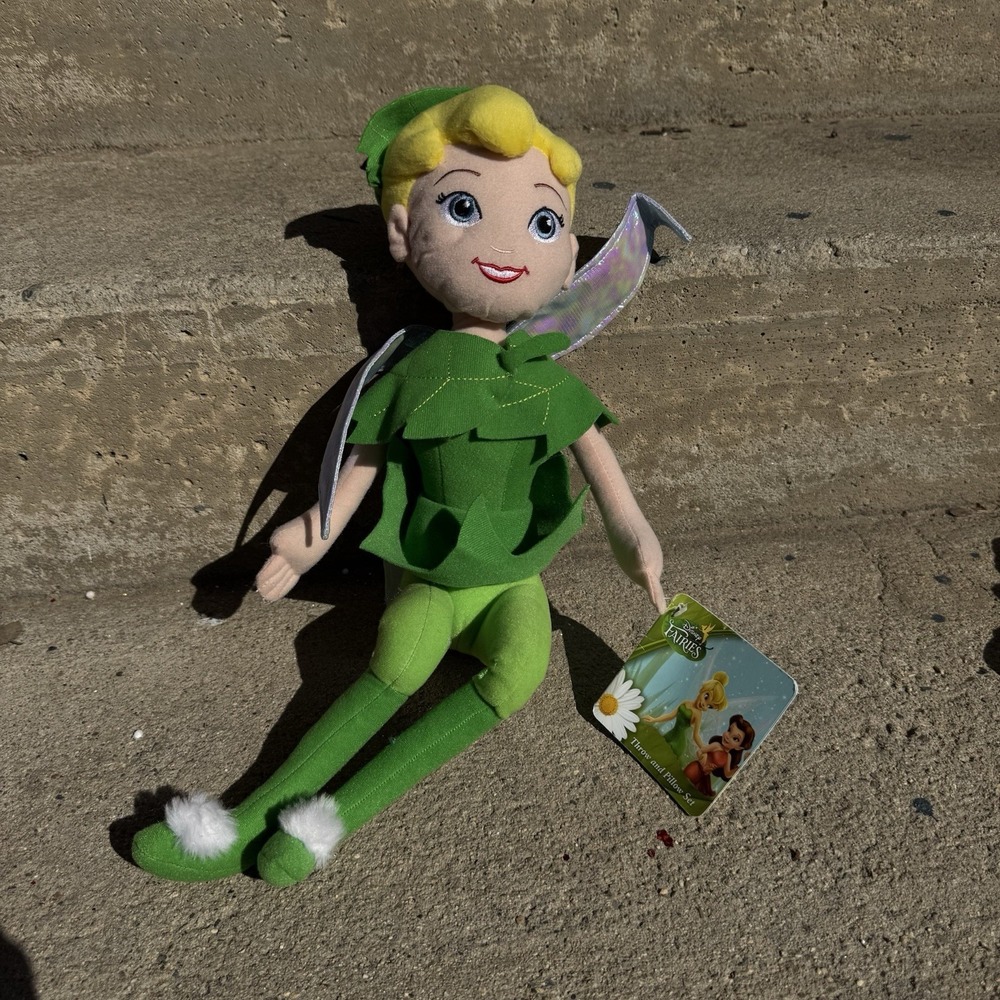 Vintage Disney Brand Fairies Tinkerbell 12" Plush Doll Peter Pan Stuffed Toy